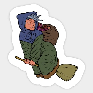 With Christmas gifts on broom - Befana Sticker